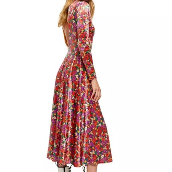 FREE PEOPLE Heartland Velvet Floral Midi Dress NWT - Picture 4 of 5